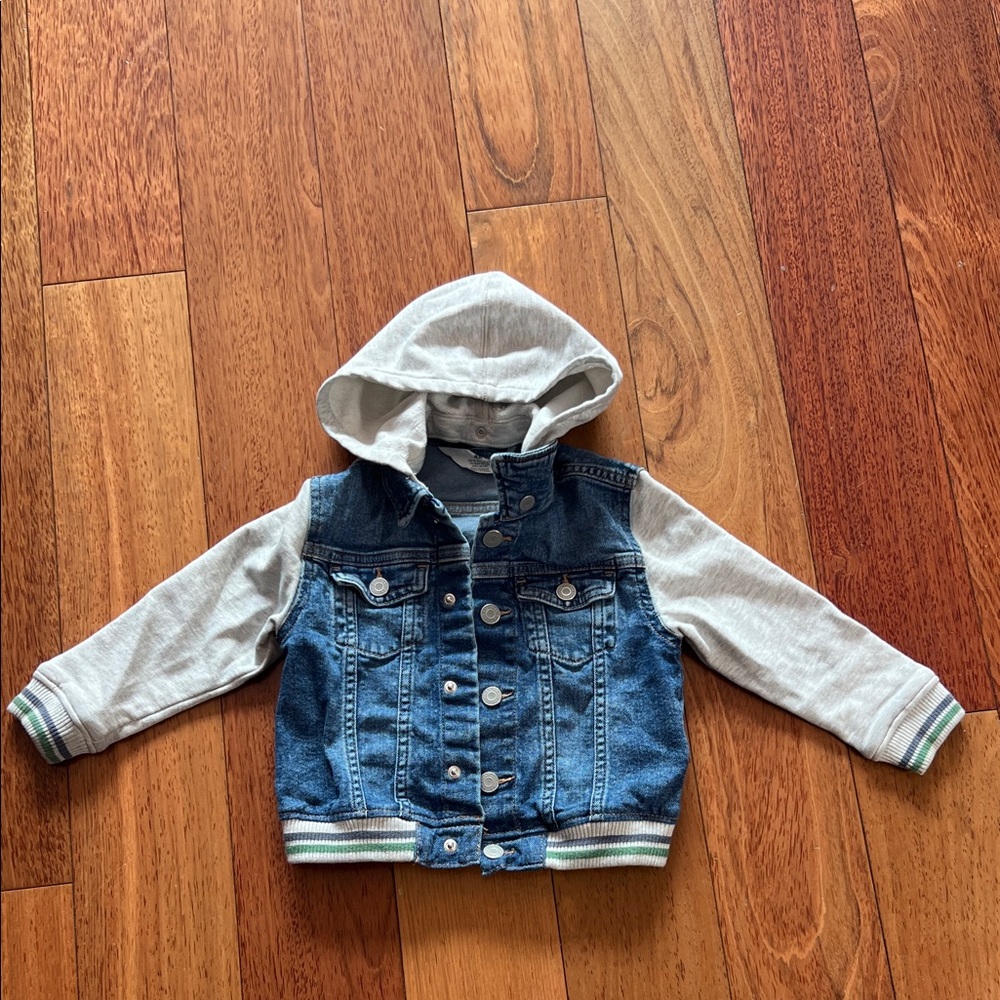 Kids Denim and Gray Hooded Jacket 4-5 years old